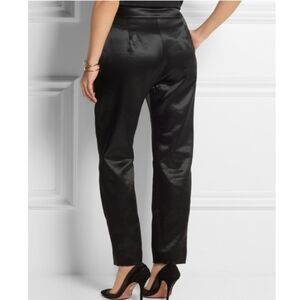 Isa Arfen Wool Silk Straight Leg Pants Size 10 NEW Luxe Black Trousers Designer